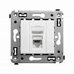 DKC Компьютерная розетка RJ-45 в стену, кат.6А одинарная, "Avanti", "Белое облако"