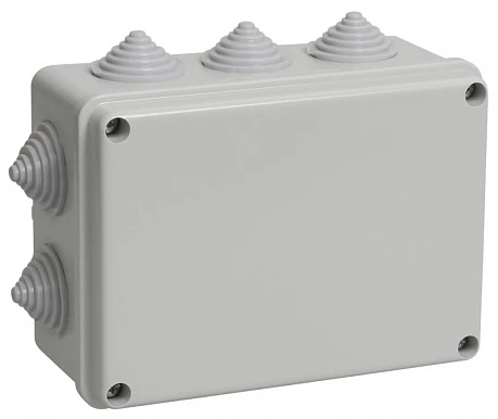 IEK Коробка КМ41241 распаячная для о/п 150х110х70 мм IP44 (RAL7035, 10 гермовводов)