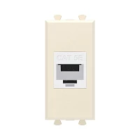 DKC Компьютерная розетка RJ-45 без шторки модульная, кат.5е, "Avanti", "Ванильная дымка", 1 модуль