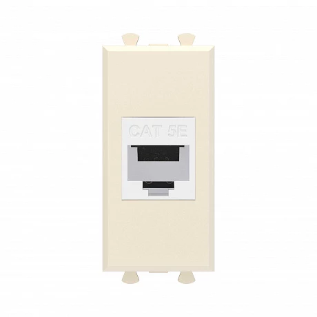 DKC Компьютерная розетка RJ-45 без шторки модульная, кат.5е, "Avanti", "Ванильная дымка", 1 модуль