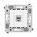 DKC Компьютерная розетка RJ-45 без шторки в стену, кат.5e одинарная экранированная, "Avanti", "Белое облако"