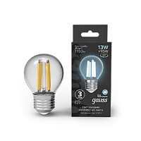 Gauss Лампа Filament Шар 13W 1150lm 4100К Е27 LED 1/10/50
