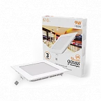Gauss Светильник Slim квадрат 9W 610lm 3000K 180-265V IP20 монтаж Ø130*130 145*145*22 LED
