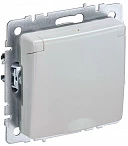 IEK BRITE Розетка 1-местная с заземлением с защитными шторками и крышкой 16А IP20 РСбш10-3-БрЖ жемчуг