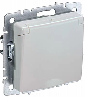 IEK BRITE Розетка 1-местная с заземлением с защитными шторками и крышкой 16А IP20 РСбш10-3-БрЖ жемчуг