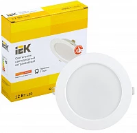 IEK Светильник LED ДВО 1613 белый круг 12Вт 3000К IP20