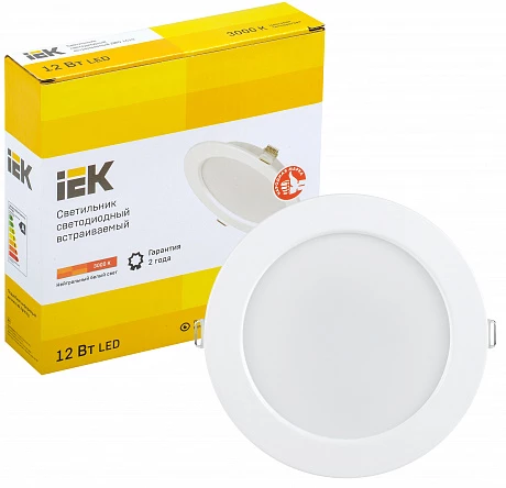 IEK Светильник LED ДВО 1613 белый круг 12Вт 3000К IP20