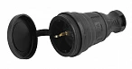 ЭРА R8-B-IP44 Разъём каучуковый c/з прямой 16A черный