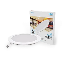Gauss Светильник Slim круг 18W 1560lm 6500K 180-265V IP20 монтаж Ø210 225*22 LED
