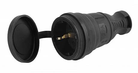 ЭРА R8-B-IP44 Разъём каучуковый c/з прямой 16A черный
