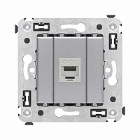 DKC Компьютерная розетка RJ-45 без шторки в стену, кат.6 одинарная экранированная, "Avanti", "Закаленная сталь"