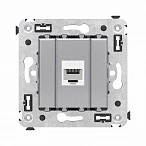 DKC Компьютерная розетка RJ-45 без шторки в стену, кат.6 одинарная, "Avanti", "Закаленная сталь"