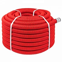 EKF PROxima Труба гофрированная двустенная гибкая ПНД d 40 с зондом (50 м) красная,