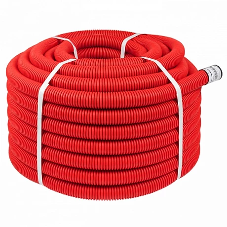 EKF PROxima Труба гофрированная двустенная гибкая ПНД d 40 с зондом (50 м) красная,