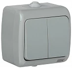 IEK Выключатель 2-клавишный для открытой установки ВС-20-2-0-A 10А IP54 AQUATIC IEK