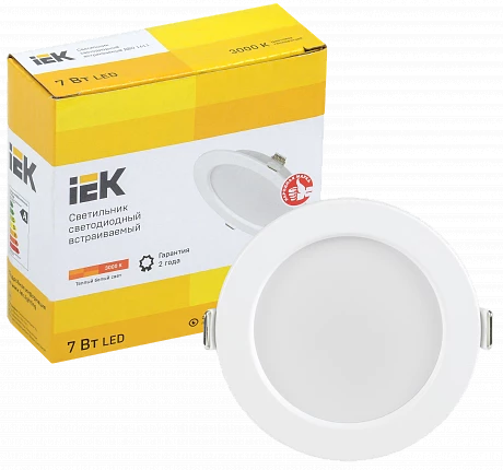 IEK Светильник LED ДВО 1611 белый круг 7Вт 3000К IP20