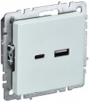 IEK BRITE Роз. USB A+C 18Вт РЮ11-1-БрЖ жемч.