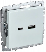 IEK BRITE Роз. USB A+C 18Вт РЮ11-1-БрЖ жемч.