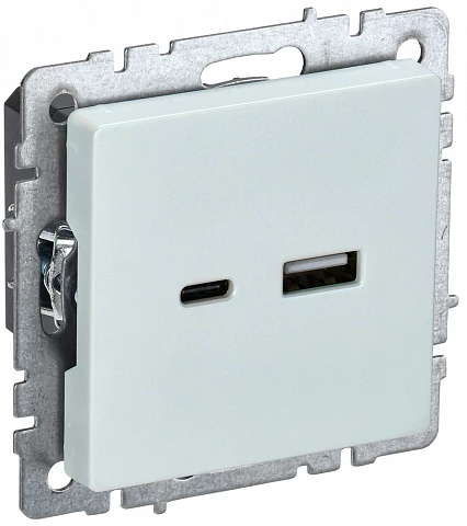 IEK BRITE Роз. USB A+C 18Вт РЮ11-1-БрЖ жемч.