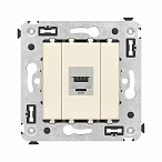 DKC Компьютерная розетка RJ-45 без шторки в стену, кат.6 одинарная экранированная, "Avanti", "Ванильная дымка"
