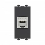 DKC Компьютерная розетка RJ-45 без шторки модульная, кат.5е экранированная, "Avanti", "Черный матовый", 1 модуль