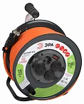 ЭРА Удлинитель силовой RMx-4es-3x2.5-30m-IP44 на металлической катушке с заземлением и выключателем 4 розетки 30м ПВС