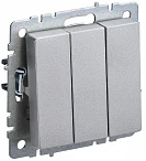 IEK BRITE Выключатель 3-клавишный 10А ВС10-3-0-БрА алюминий