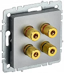 IEK BRITE Аудиорозетка 4-мест. РА10-БрС сталь