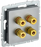IEK BRITE Аудиорозетка 4-мест. РА10-БрС сталь