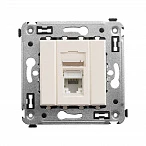 DKC Компьютерная розетка RJ-45 в стену, кат.6А одинарная, "Avanti", "Ванильная дымка"