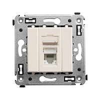 DKC Компьютерная розетка RJ-45 в стену, кат.6А одинарная, "Avanti", "Ванильная дымка"