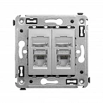 DKC Компьютерная розетка RJ-45 в стену, кат.5e двойная экранированная,"Avanti", "Закаленная сталь"