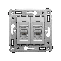 DKC Компьютерная розетка RJ-45 в стену, кат.5e двойная экранированная,"Avanti", "Закаленная сталь"
