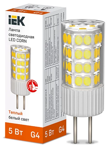 IEK Лампа LED CORN капсула 5Вт 230В 3000К керамика G4