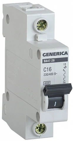 IEK GENERICA Автоматический выключатель ВА47-29 1Р 16А 4,5кА (С)