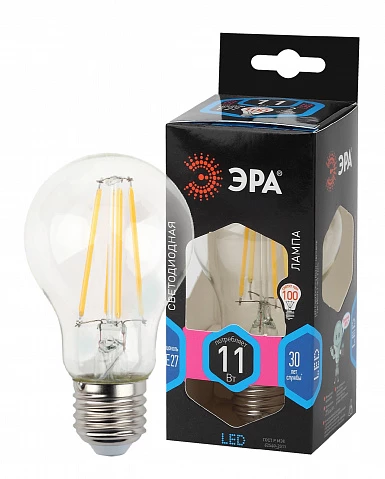 ЭРА F-LED A60-11W-840-E27 (филамент, груша, 11Вт, нейтр, Е27)
