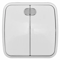 EKF Basic Минск Белый Выключатель 2-кл с индикатором, 10А, ОП