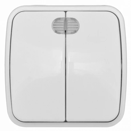 EKF Basic Минск Белый Выключатель 2-кл с индикатором, 10А, ОП