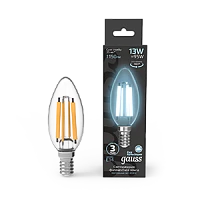 Gauss Лампа Filament Свеча 13W 1150lm 4100К Е14 LED 1/10/50