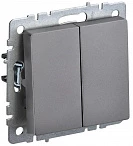 IEK BRITE Выключатель 2-клавишный 10А ВС10-2-0-БрС сталь