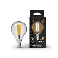 Gauss Лампа Filament Шар 13W 1100lm 2700К Е14 LED 1/10/50