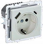IEK BRITE Роз. с з/к/ш 16А с USB A+C 18Вт РЮш11-1-БрЖ жемч.