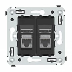 DKC Компьютерная розетка RJ-45 в стену, кат.6 экранированная двойная,"Avanti", "Черный матовый"