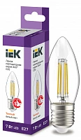 IEK Лампа LED C35 свеча прозрачный 7Вт 230В 3000К E27 серия 360°