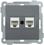 IEK РK10-2-Б Розетка 2-ая комп. RJ45 Cat5e BOLERO антрацит