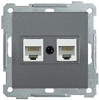 IEK РK10-2-Б Розетка 2-ая комп. RJ45 Cat5e BOLERO антрацит