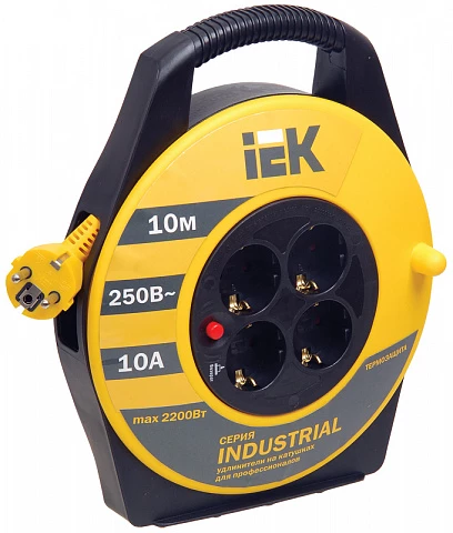 IEK Катушка УК10 с т/з 4 места 2Р+PЕ/10м 3х1,5 мм2 Industrial
