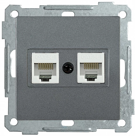 IEK РK10-2-Б Розетка 2-ая комп. RJ45 Cat5e BOLERO антрацит