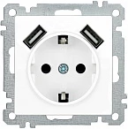 IEK BOLERO BOLERO Розетка Бел USBх2 2,1А с з/к с з/ш 16А РЮш10-1-Б