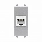 DKC Компьютерная розетка RJ-45 без шторки модульная, кат.6А, "Avanti", "Закаленная сталь", 1 модуль